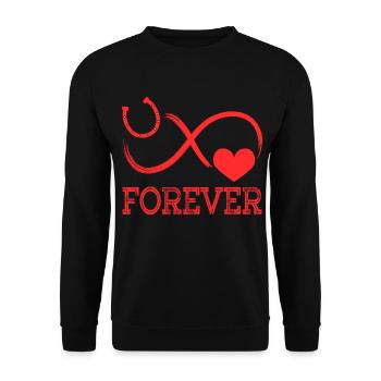 Forever Life Is Better With Horses Design Horsing - Unisex Pullover - Schwarz - Vorne - Alina (178cm) & Michal (187cm)