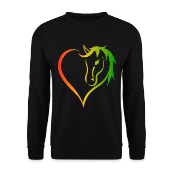 Neon Heart Life Is Better With Horses Design - Unisex Pullover - Schwarz - Vorne - Alina (178cm) & Michal (187cm)