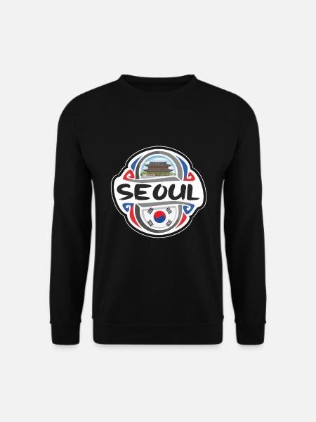 Seoul Südkorea Flagge Abzeichen Reise Souvenir Briefmarke - Unisex Pullover - Schwarz