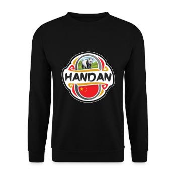 Handan China Flag Badge Souvenir de voyage Timbre souvenir - Sweat-shirt Unisexe - noir - Devant - Alina (178cm) & Michal (187cm)