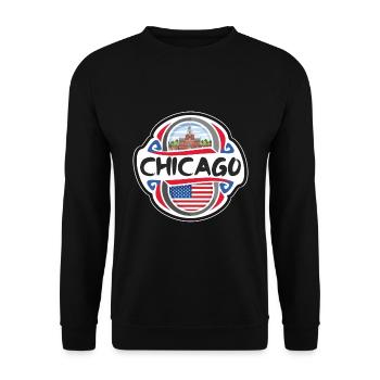 Chicago Vereinigte Staaten Vereinigte Staaten Flagge Reise Souvenir Bad - Unisex Pullover - Schwarz - Vorne - Alina (178cm) & Michal (187cm)