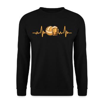 Volleyball Bier Herzschlag Beat Volleyball Bier - Unisex Pullover - Schwarz - Vorne - Alina (178cm) & Michal (187cm)