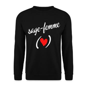 j'aime ma sage femme - Sweat-shirt Unisexe - noir - Devant - Alina (178cm) & Michal (187cm)