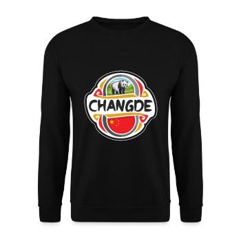 Changde China Flag Badge Souvenir de voyage - Sweat-shirt Unisexe - noir - Devant - Alina (178cm) & Michal (187cm)