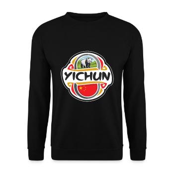 Yichun Chine Drapeau Badge Souvenir de Voyage Timbre - Sweat-shirt Unisexe - noir - Devant - Alina (178cm) & Michal (187cm)