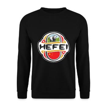 Hefei China Flag Badge Souvenir de voyage Timbre souvenir - Sweat-shirt Unisexe - noir - Devant - Alina (178cm) & Michal (187cm)