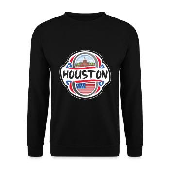 Houston ÉTATS-UNIS Drapeau des États-Unis Souvenir de voyage Bad - Sweat-shirt Unisexe - noir - Devant - Alina (178cm) & Michal (187cm)