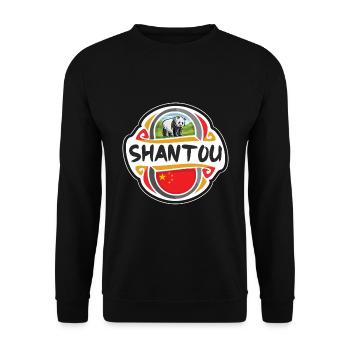 Shantou China Flag Badge Travel Souvenir Stamp - Unisex Sweatshirt - black - Front - Alina (178cm) & Michal (187cm)