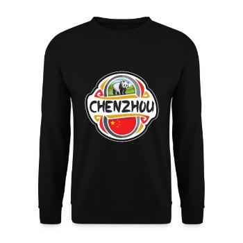 Chenzhou China Flag Badge Travel Souvenir Stamp - Unisex Sweatshirt - black - Front - Alina (178cm) & Michal (187cm)