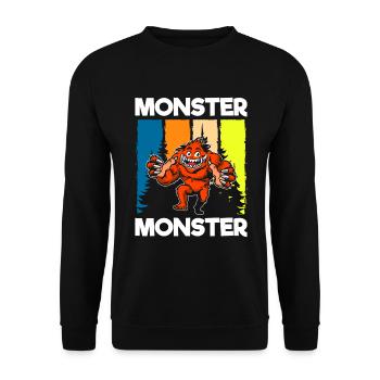 Monster Gruselig Kleiner Bruder Große Schwester - Unisex Pullover - Schwarz - Vorne - Alina (178cm) & Michal (187cm)