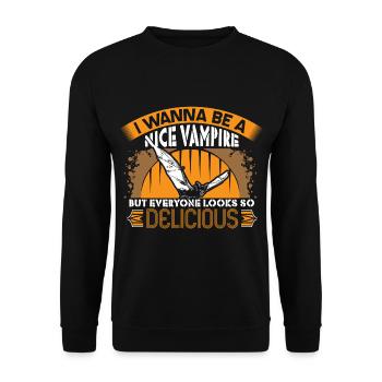 Halloween Vampir Graf Spruch - Unisex Pullover - Schwarz - Vorne - Alina (178cm) & Michal (187cm)