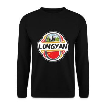 Longyan China Flag Badge Travel Souvenir Stamp - Unisex Sweatshirt - black - Front - Alina (178cm) & Michal (187cm)