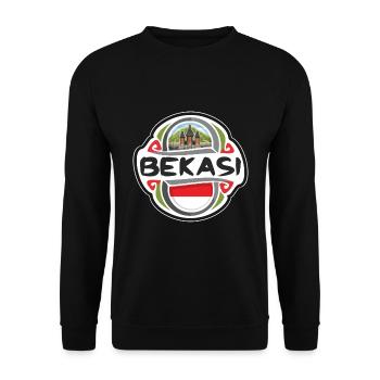 Bekasi Indonesia Flag Badge Travel Souvenir Stamp - Unisex Sweatshirt - black - Front - Alina (178cm) & Michal (187cm)