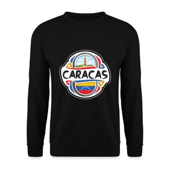 Caracas Venezuela Flag Badge Travel Souvenir Stamp - Unisex Sweatshirt - black - Front - Alina (178cm) & Michal (187cm)
