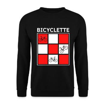 VÉLO CARRÉS ROUGE BLANC - Sweat-shirt Unisexe - noir - Devant - Alina (178cm) & Michal (187cm)
