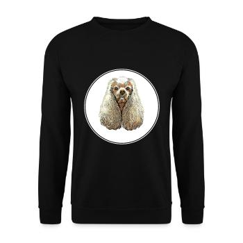 American Cocker Spaniel Dog Watercolor Illustratio - Unisex Sweatshirt - black - Front - Alina (178cm) & Michal (187cm)