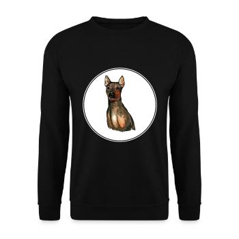 American Hairless Terrier Hund Aquarell Illustrat - Unisex Pullover - Schwarz - Vorne - Alina (178cm) & Michal (187cm)