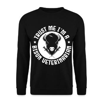 Amerikanischer Bison Büffel - Unisex Pullover - Schwarz - Vorne - Alina (178cm) & Michal (187cm)