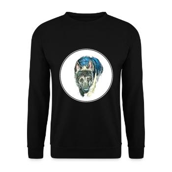 Osteuropäischer Schäferhund Aquarell Illustration - Unisex Pullover - Schwarz - Vorne - Alina (178cm) & Michal (187cm)