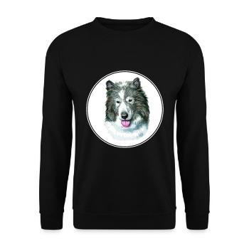 Illustration de l’aquarelle de chien esquimau canadien - Sweat-shirt Unisexe - noir - Devant - Alina (178cm) & Michal (187cm)