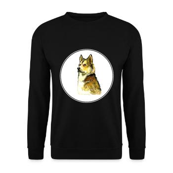 Ostsibirische Laika Hund Aquarell Illustration - Unisex Pullover - Schwarz - Vorne - Alina (178cm) & Michal (187cm)