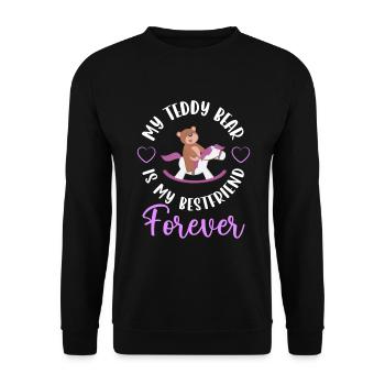 Teddy Kind Süß Stofftier - Unisex Pullover - Schwarz - Vorne - Alina (178cm) & Michal (187cm)