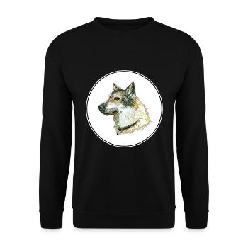 Saarloos Wolfdog Dog Aquarelle Illustration - Sweat-shirt Unisexe - noir - Devant - Alina (178cm) & Michal (187cm)