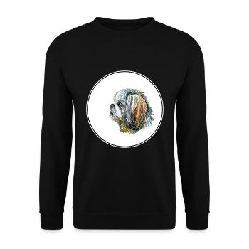 Shih Tzu Lap Dog Watercolor Illustration - Unisex Sweatshirt - black - Front - Alina (178cm) & Michal (187cm)