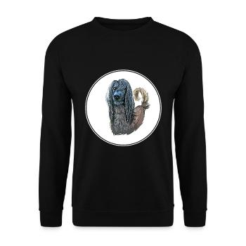 Taigan Kirgisischer Taighany Hund Aquarell Illustration - Unisex Pullover - Schwarz - Vorne - Alina (178cm) & Michal (187cm)