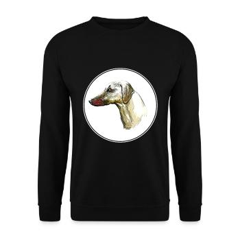 Sloughi Hund Aquarell Skizze Illustration - Unisex Pullover - Schwarz - Vorne - Alina (178cm) & Michal (187cm)