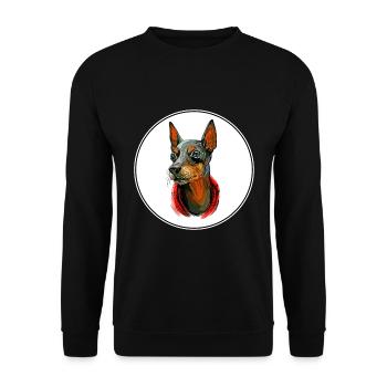 Toy Manchester Terrier Dog Watercolor Illustration - Unisex Sweatshirt - black - Front - Alina (178cm) & Michal (187cm)