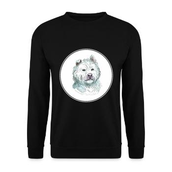 Xiasi Hund Aquarell Farbe Illustration - Unisex Pullover - Schwarz - Vorne - Alina (178cm) & Michal (187cm)