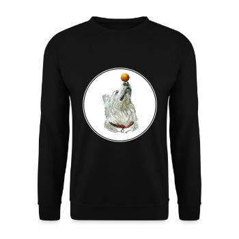Weißer Schäferhund Aquarell Kunst Illustration - Unisex Pullover - Schwarz - Vorne - Alina (178cm) & Michal (187cm)