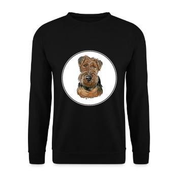 Welsh Terrier Dog Watercolor Sketch Illustration - Unisex Sweatshirt - black - Front - Alina (178cm) & Michal (187cm)