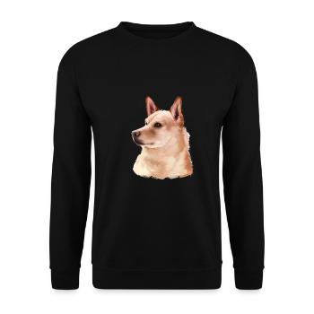 Kanaan Hund Aquarell Farbe Illustration - Unisex Pullover - Schwarz - Vorne - Alina (178cm) & Michal (187cm)