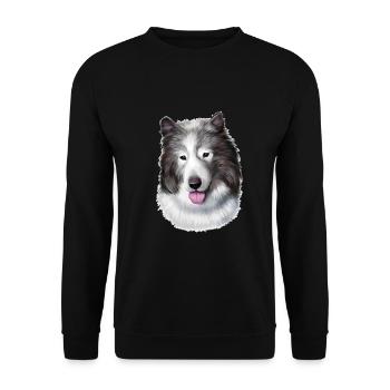 Illustration de l’aquarelle de chien esquimau canadien - Sweat-shirt Unisexe - noir - Devant - Alina (178cm) & Michal (187cm)
