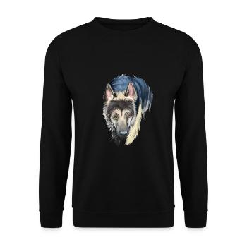 Osteuropäischer Schäferhund Aquarell Illustration - Unisex Pullover - Schwarz - Vorne - Alina (178cm) & Michal (187cm)