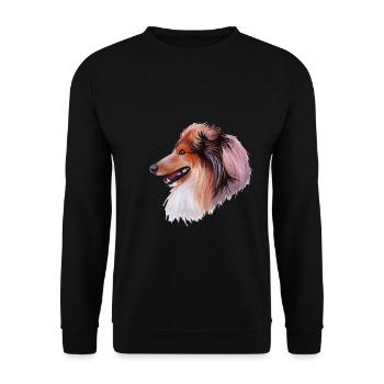 Scotch Collie Hund Aquarell Skizze Illustration - Unisex Pullover - Schwarz - Vorne - Alina (178cm) & Michal (187cm)