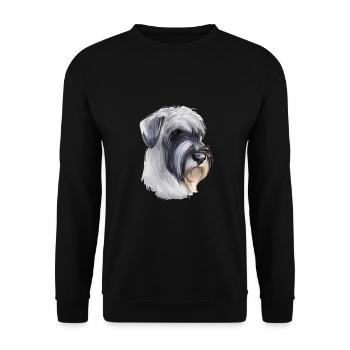 Mittelschnauze Standard Schnauzer Hund Illustration - Unisex Pullover - Schwarz - Vorne - Alina (178cm) & Michal (187cm)