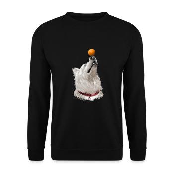 Weißer Schäferhund Aquarell Kunst Illustration - Unisex Pullover - Schwarz - Vorne - Alina (178cm) & Michal (187cm)