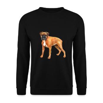 German Boxer Dog Watercolor Illustration - Unisex Sweatshirt - black - Front - Alina (178cm) & Michal (187cm)