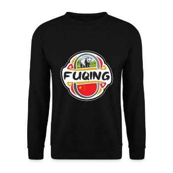 Fuqing Chine Drapeau Badge Souvenir de Voyage Timbre - Sweat-shirt Unisexe - noir - Devant - Alina (178cm) & Michal (187cm)
