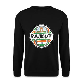 Rajkot India Flag Badge Souvenir de voyage - Sweat-shirt Unisexe - noir - Devant - Alina (178cm) & Michal (187cm)