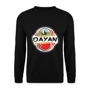Dayan Chine Drapeau Badge Souvenir de Voyage Timbre - Sweat-shirt Unisexe - noir - Devant - Alina (178cm) & Michal (187cm)