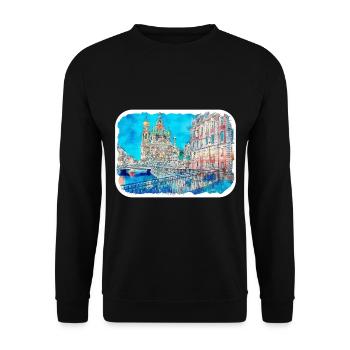 St. Petersburg Russland Aquarellskizze gezeichnet Drawi - Unisex Pullover - Schwarz - Vorne - Alina (178cm) & Michal (187cm)
