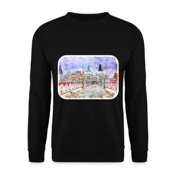 Moscou Russie Aquarelle Sketch Illustration - Sweat-shirt Unisexe - noir - Devant - Alina (178cm) & Michal (187cm)