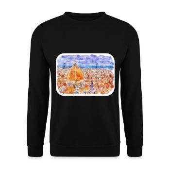Florence Italie Aquarelle Esquisse Peinture Dessinée - Sweat-shirt Unisexe - noir - Devant - Alina (178cm) & Michal (187cm)
