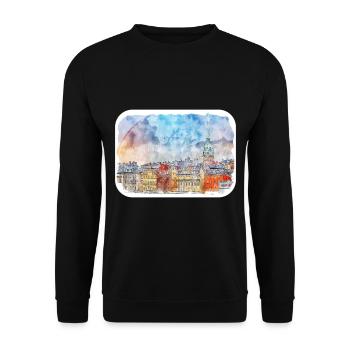 Helsinki Finland Watercolor Sketch Illustration - Unisex Sweatshirt - black - Front - Alina (178cm) & Michal (187cm)