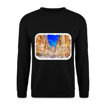 Pologne Repère Aquarelle Esquisse Dessin de peinture - Sweat-shirt Unisexe - noir - Devant - Alina (178cm) & Michal (187cm)