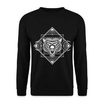 Runen Icon Glaube - Unisex Pullover - Schwarz - Vorne - Alina (178cm) & Michal (187cm)